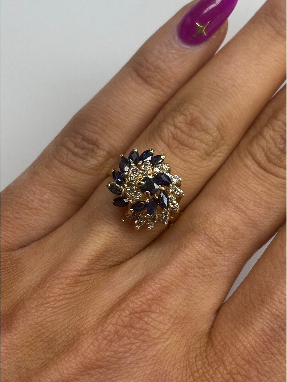 10k Yellow Gold Sapphire and Diamond Ring